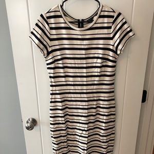 Ann Taylor Black and White Striped Dress